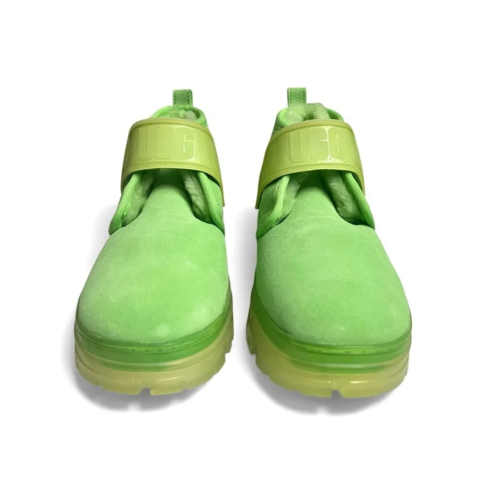 UGG Neumel Women 8 Clear Chukka Suede Wool Boots Lime Green Maximalist Rave Cozy